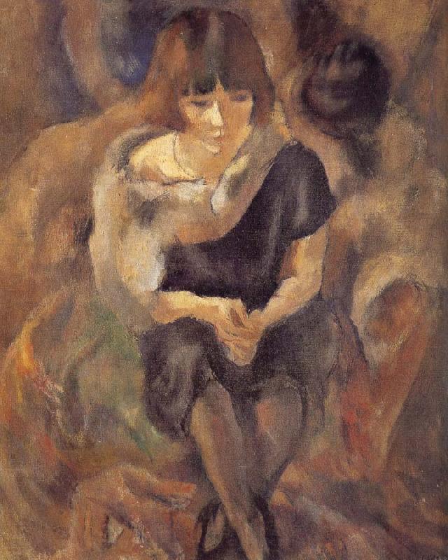 Jules Pascin Lucy wearing fur shawl France oil painting art